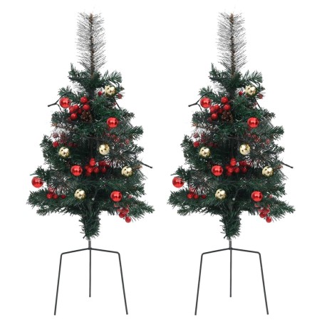 Alberi di Natale Artificiali per Viali 2 pz con LED 76 cm