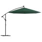 Ombrellone Pensile con Luci LED 300 cm Verde Palo in Metallo Ombrellone Pensile con Luci LED 300 cm Verde Palo in Metallo