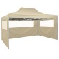 Tenda Pieghevole Pop-Up 4 Pareti Laterali 3x4,5 m Bianco Crema Tenda Pieghevole Pop-Up 4 Pareti Laterali 3x4,5 m Bianco Crema