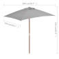 Ombrellone da Esterni con Palo in Legno 150x200 cm Antracite Ombrellone da Esterni con Palo in Legno 150x200 cm Antracite