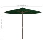 Ombrellone da Esterni con Palo in Legno 350 cm Verde