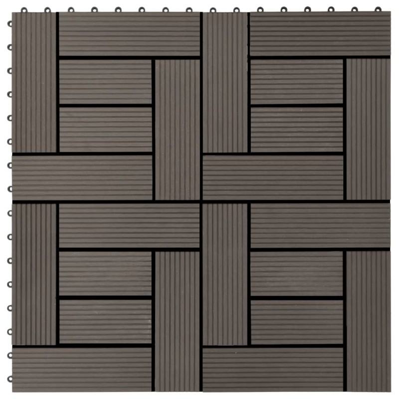 Piastrelle per Decking in WPC 11 pz 30x30cm 1mq Marrone Scuro Piastrelle per Decking in WPC 11 pz 30x30cm 1mq Marrone Scuro