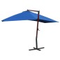 Ombrellone a Sbalzo con Palo in Legno 400x300 cm Blu Ombrellone a Sbalzo con Palo in Legno 400x300 cm Blu