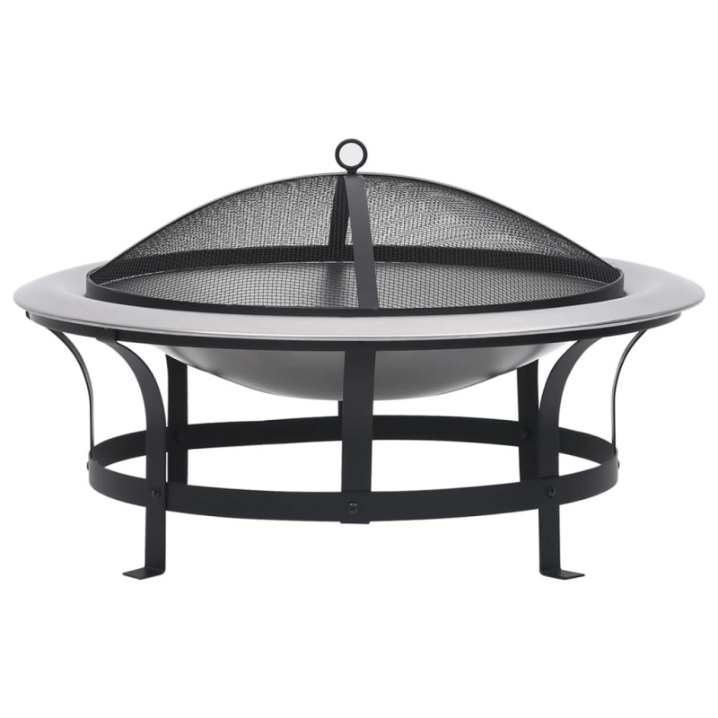 vidaXL Braciere da Giardino con Griglia in Acciaio Inox 76 cm vidaXL Braciere da Giardino con Griglia in Acciaio Inox 76 cm