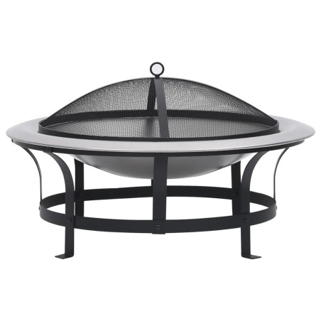 vidaXL Braciere da Giardino con Griglia in Acciaio Inox 76 cm