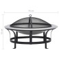 vidaXL Braciere da Giardino con Griglia in Acciaio Inox 76 cm vidaXL Braciere da Giardino con Griglia in Acciaio Inox 76 cm