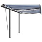vidaXL Tenda da Sole Retrattile Manuale con LED 3x2,5 m Blu e Bianco vidaXL Tenda da Sole Retrattile Manuale con LED 3x2,5 m Blu e Bianco