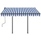 vidaXL Tenda da Sole Retrattile Manuale con LED 3x2,5 m Blu e Bianco vidaXL Tenda da Sole Retrattile Manuale con LED 3x2,5 m Blu e Bianco