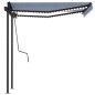 vidaXL Tenda da Sole Retrattile Manuale con LED 3x2,5 m Blu e Bianco vidaXL Tenda da Sole Retrattile Manuale con LED 3x2,5 m Blu e Bianco