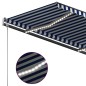 vidaXL Tenda da Sole Retrattile Manuale con LED 3x2,5 m Blu e Bianco vidaXL Tenda da Sole Retrattile Manuale con LED 3x2,5 m Blu e Bianco
