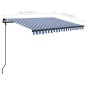 vidaXL Tenda da Sole Retrattile Manuale con LED 3x2,5 m Blu e Bianco vidaXL Tenda da Sole Retrattile Manuale con LED 3x2,5 m Blu e Bianco