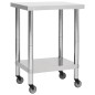 Tavolo da Lavoro Cucina con Ruote 60x45x85 cm in Acciaio Inox Tavolo da Lavoro Cucina con Ruote 60x45x85 cm in Acciaio Inox