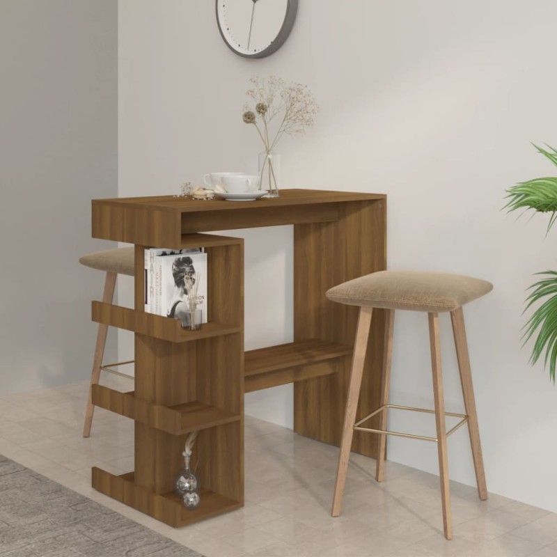 Tavolo Bar con Ripiano Rovere Marrone 100x50x101,5cm Truciolato Tavolo Bar con Ripiano Rovere Marrone 100x50x101,5cm Truciolato