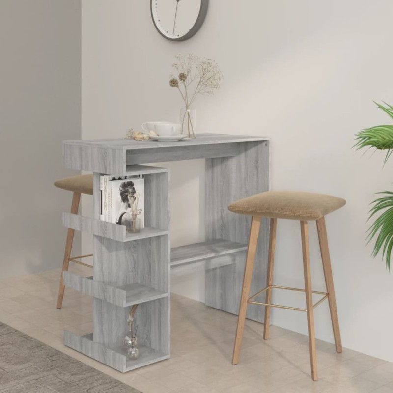 Tavolo Bar con Ripiano Grigio Sonoma 100x50x101,5 cm Tavolo Bar con Ripiano Grigio Sonoma 100x50x101,5 cm