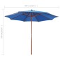 Ombrellone con Palo in Legno 300x258 cm Blu Ombrellone con Palo in Legno 300x258 cm Blu
