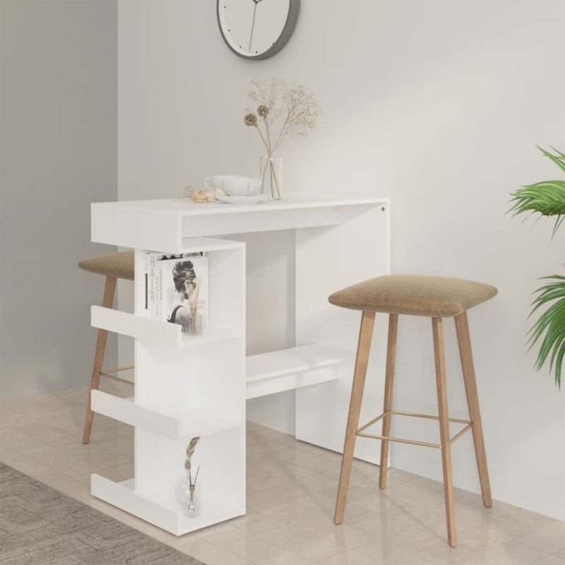 vidaXL Tavolo da Bar con Ripiani Bianco 100x50x101,5 cm in Truciolato vidaXL Tavolo da Bar con Ripiani Bianco 100x50x101,5 cm in Truciolato