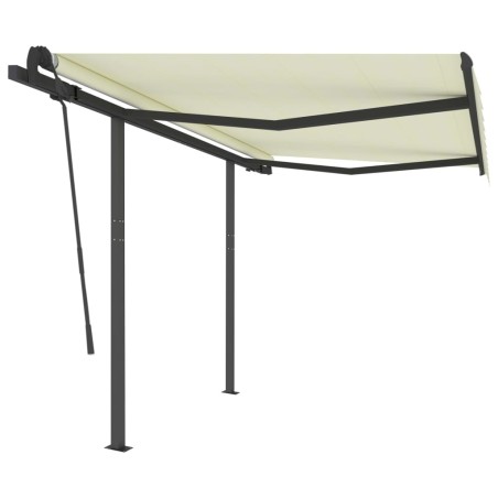 Tenda da Sole Retrattile Manuale con Pali 3x2,5cm Crema