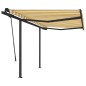 vidaXL Tenda da Sole Retrattile Automatica Pali 3x2,5m Gialla Bianca