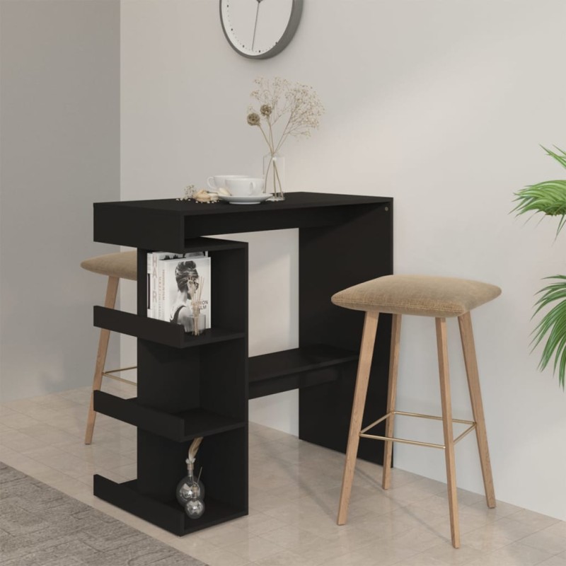 Tavolo da Bar con Ripiani Nero 100x50x101,5 cm in Truciolato Tavolo da Bar con Ripiani Nero 100x50x101,5 cm in Truciolato