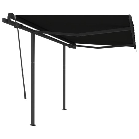 Tenda da Sole Retrattile Automatica con Pali 3x2,5cm Antracite