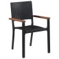 Set da Pranzo da Giardino 7 pz in Polyrattan e Acacia Nero Set da Pranzo da Giardino 7 pz in Polyrattan e Acacia Nero
