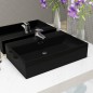 Lavandino con Foro Rubinetto Ceramica Nero 60,5x42,5x14,5 cm Lavandino con Foro Rubinetto Ceramica Nero 60,5x42,5x14,5 cm