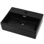 Lavandino con Foro Rubinetto in Ceramica Nero 51,5x38,5x15 cm Lavandino con Foro Rubinetto in Ceramica Nero 51,5x38,5x15 cm
