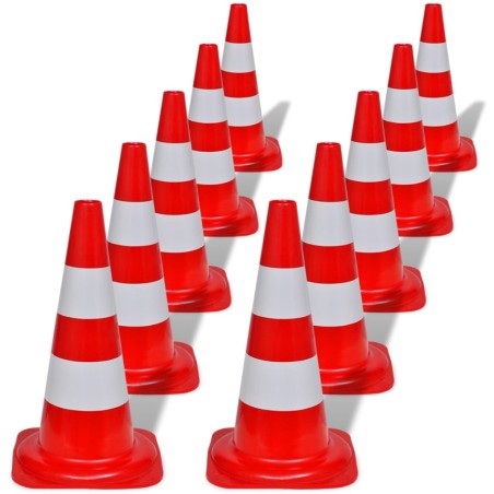 vidaXL Set 10 Coni Stradali Segnaletici Riflettenti Rosso e Bianco 50 cm  