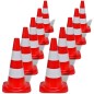 vidaXL Set 10 Coni Stradali Segnaletici Riflettenti Rosso e Bianco 50 cm vidaXL Set 10 Coni Stradali Segnaletici Riflettenti Rosso e Bianco 50 cm