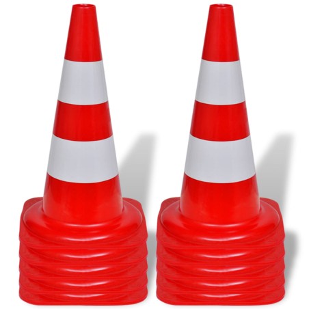vidaXL Set 10 Coni Stradali Segnaletici Riflettenti Rosso e Bianco 50 cm  