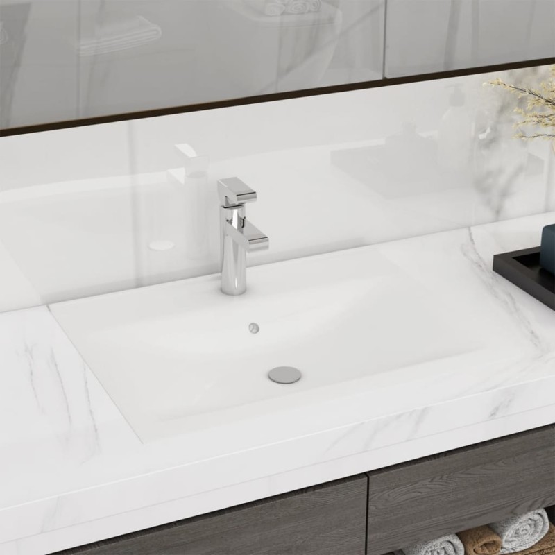 Lavello Bianco in Ceramica di Lusso con Foro Rubinetto 60x46 cm Lavello Bianco in Ceramica di Lusso con Foro Rubinetto 60x46 cm