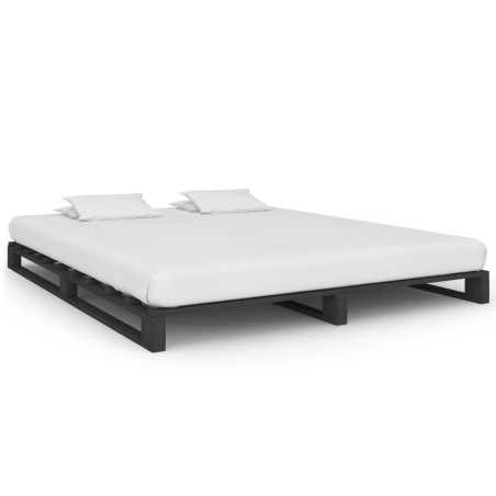 vidaXL Giroletto in Pallet Grigio Legno Massello di Pino 180x200 cm
