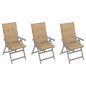 Sedie da Giardino Reclinabili 3 pz con Cuscini Massello Acacia Sedie da Giardino Reclinabili 3 pz con Cuscini Massello Acacia