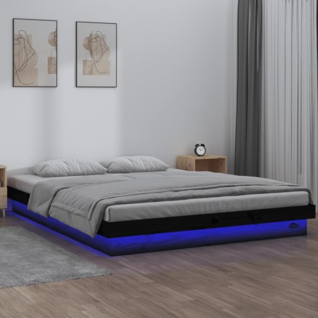 Giroletto LED Nero 120x190cm 4FT Small Double in Legno Massello