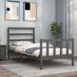 Giroletto con Testiera Grigio 100x200 cm in Legno Massello
