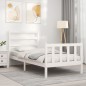 Giroletto con Testiera Bianco 90x200 cm in Legno Massello Giroletto con Testiera Bianco 90x200 cm in Legno Massello