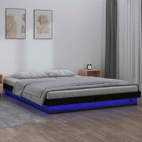 Giroletto LED Nero 135x190 cm 4FT6 Double in Legno Massello