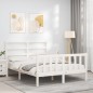 Giroletto con Testiera Bianco 140x200 cm in Legno Massello Giroletto con Testiera Bianco 140x200 cm in Legno Massello