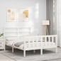 Giroletto con Testiera Bianco 140x190 cm in Legno Massello Giroletto con Testiera Bianco 140x190 cm in Legno Massello
