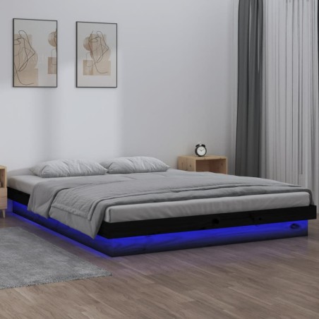 Giroletto con LED Nero 140x190 cm in Legno Massello
