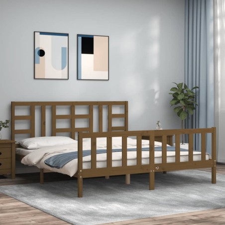 Giroletto con Testiera Miele 180x200 cm in Legno Massello