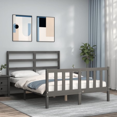 Giroletto con Testiera Grigio 4FT6 Double in Legno Massello