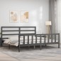 Giroletto con Testiera Grigio 180x200 cm in Legno Massello