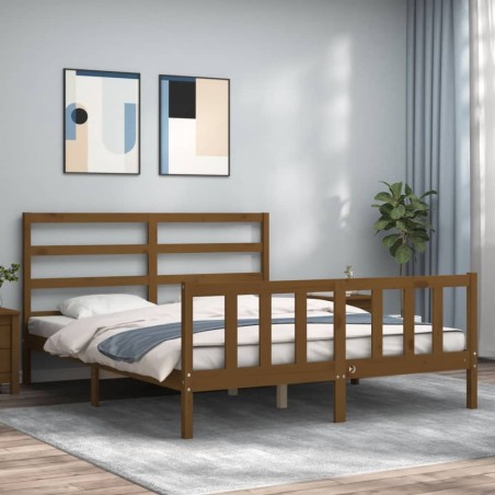 vidaXL Giroletto senza Materasso Marrone Ambra King in Legno di Pino