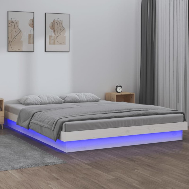 Giroletto con LED Bianco 160x200 cm in Legno Massello Giroletto con LED Bianco 160x200 cm in Legno Massello