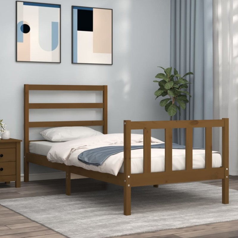 Giroletto con Testiera Miele 2FT6 Small Single Legno Massello Giroletto con Testiera Miele 2FT6 Small Single Legno Massello