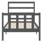 Giroletto con Testiera Grigio 90x200 cm in Legno Massello