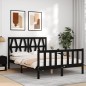 Giroletto con Testiera Nero 4FT Small Double in Legno Massello Giroletto con Testiera Nero 4FT Small Double in Legno Massello
