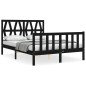 Giroletto con Testiera Nero 4FT Small Double in Legno Massello Giroletto con Testiera Nero 4FT Small Double in Legno Massello