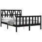 Giroletto con Testiera Nero 4FT Small Double in Legno Massello Giroletto con Testiera Nero 4FT Small Double in Legno Massello